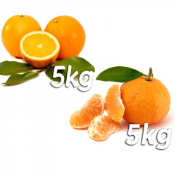 10kg Pack box wit 5kg of Oranges+ 5kg of Tangerines